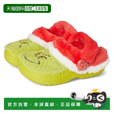 1h可退 香港直邮Crocs 卡骆驰 女童 The Grinch 经典款内衬洞洞鞋
