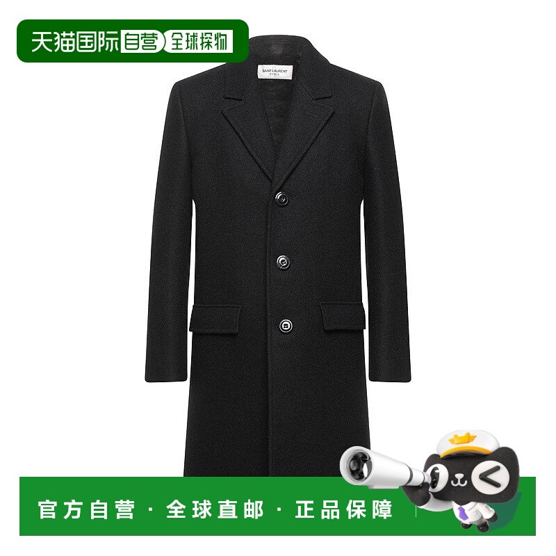 1h可退 香港直邮Saint Laurent 圣罗兰 男士 大衣 black黑色 舒适
