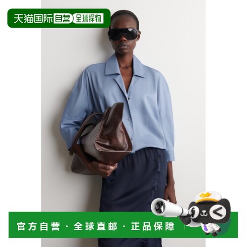 自营欧洲直邮COS 女士蓝色棉质廓形通勤衬衫女装