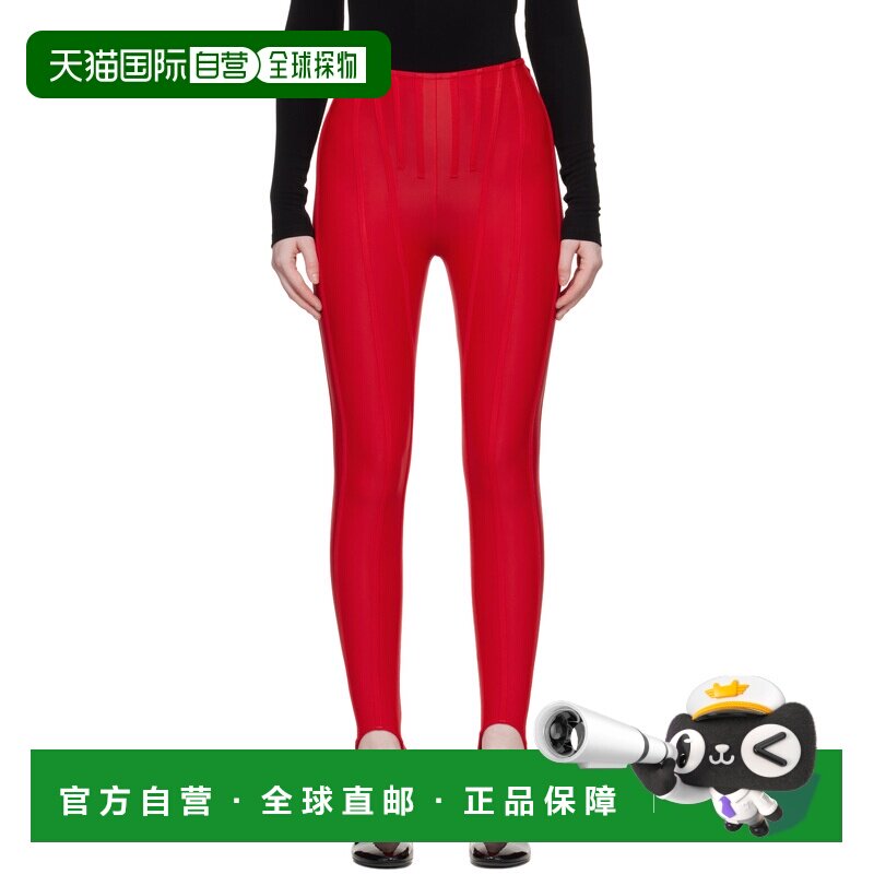 香港直邮Mugler 穆勒 女士 独家发售红色 Corseted 紧身裤 25F3PA