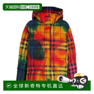 彩虹渲染格紋連帽羽絨服 香港直郵Burberry 80037811高端流行休閑