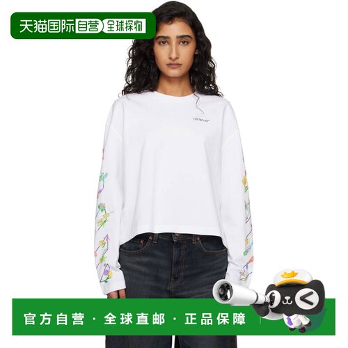 香港直邮off-white 女士 白色 Diagonal Glowing Flower T恤