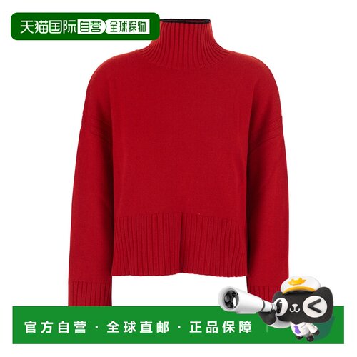 1h可退 香港直邮Pinko 品高 女士 Back 红色高领徽标拼缀羊毛羊绒