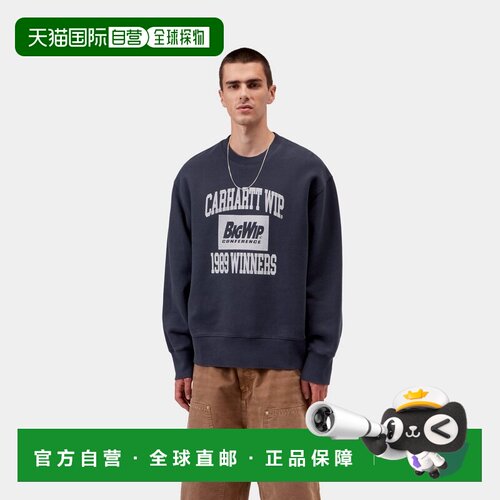 自营欧洲直邮Carhartt WIP 1989 Winners男士藏青色棉质印花圆领