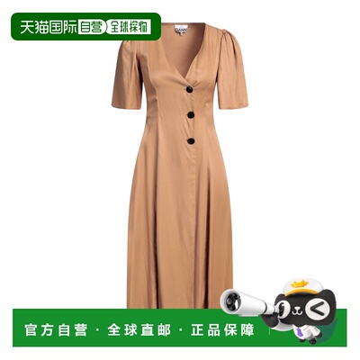 香港直邮GANNI 甘尼 女士 衬衫式连衣裙 brown棕色 舒适时尚