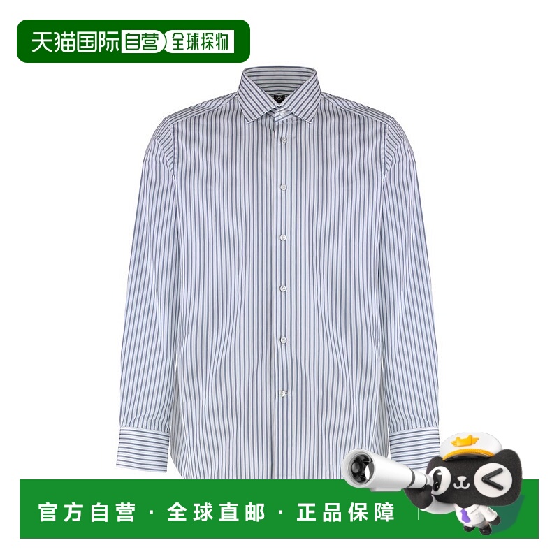 香港直邮Zegna 杰尼亚 男士 細條紋弧形下擺襯衫 9MS0JI901528A94