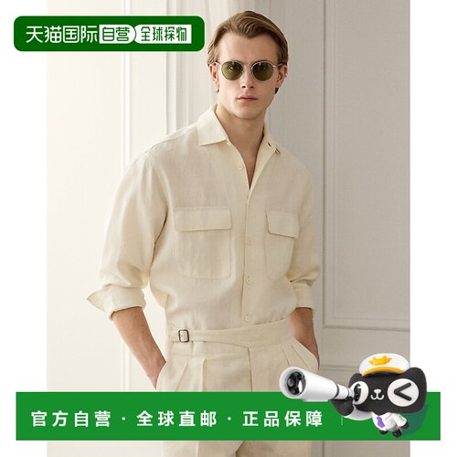 自营欧洲直邮Ralph Lauren拉夫劳伦 Relaxed Fit男士亚麻格纹衬衫