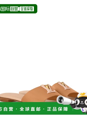 自营欧洲直邮LV路易威登 Mare女士自然色皮革平底穆勒鞋