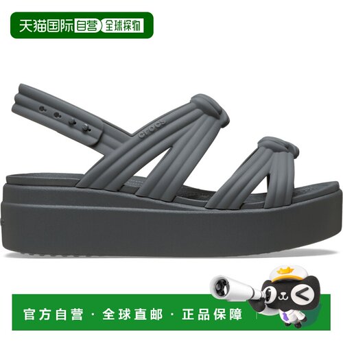 自营欧洲直邮Crocs卡骆驰 Brooklyn女士碳色TPU低坡跟结饰凉鞋