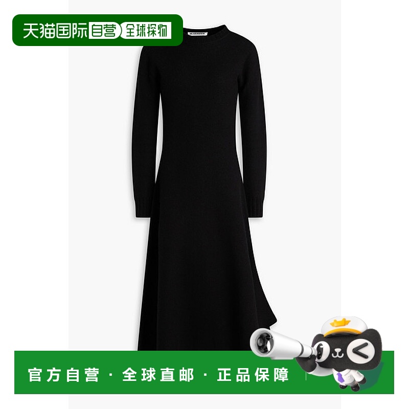 香港直邮Jil Sander 吉尔 桑达 女士 垂褶毛圈羊毛中长连衣裙 J52