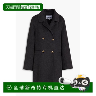双排扣羊毛混纺毛毡大衣 1h可退 女士 香港直邮GANNI F85052 甘尼