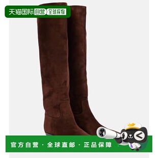 香港直邮KHAITE 女士 绒面革及膝靴子 brown棕色 舒适时尚长筒靴