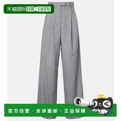 香港直邮Givenchy 纪梵希 女士 格纹羊毛阔腿裤 grey灰色 舒适时