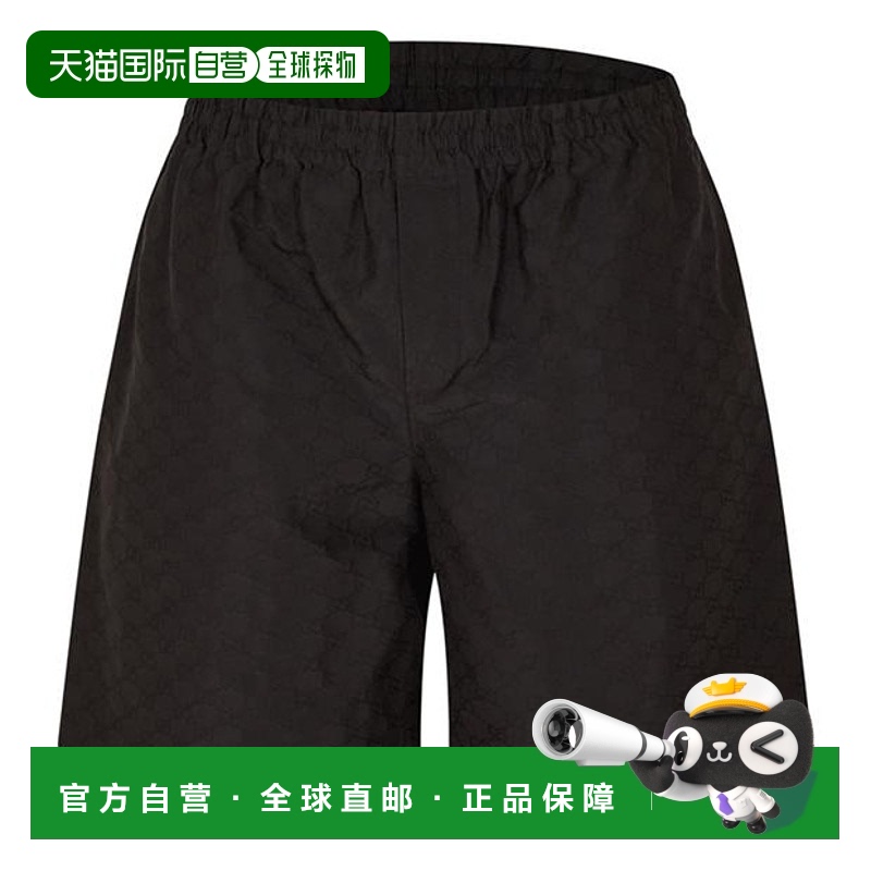 1h可退 香港直邮Gucci 古驰 男士 Gg 真丝短裤 black黑色 舒适时