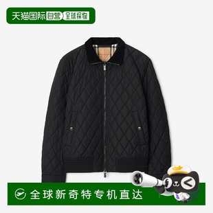 男士 欧洲直邮Burberry博柏利 黑色聚酰胺针织字母徽标格纹内衬夹