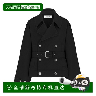 香港直邮Dior 510C62A0060迪奥羊绒羊毛 双排扣短款 大衣