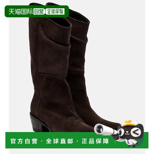 香港直邮KHAITE 女士 Clive 绒面革及膝靴子 brown棕色 舒适时尚