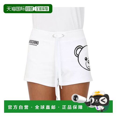 香港直邮MOSCHINO 女士短裤 A43309021001 SS2025 白色 泰迪熊印