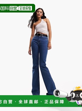 香港直邮ASOS 女士 设计中腰喇叭型蓝色中长喇叭裤牛仔裤