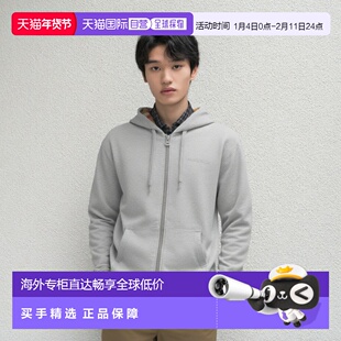 自营欧洲直邮Burberry/博柏利 男士棉质字母刺绣格纹内衬连帽卫衣