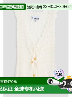 香港直邮GANNI 甘尼 女士 钩花通勤背心 K25452677135EGRET