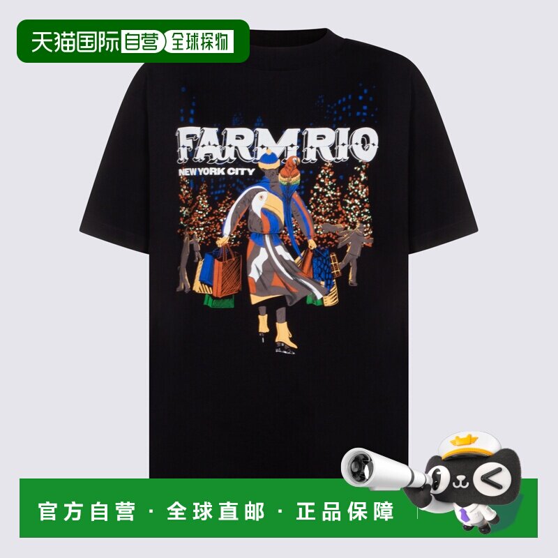 1h可退 香港直邮FARM RIO 女士 FARM and Polos 里约T恤黑色T恤 3