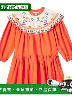 1h可退 香港直邮Molo 女童 Cibbe 花朵褶皱连衣裙童装 orange橙色