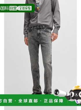 自营欧洲直邮HUGO BOSS雨果HUGO RED灰色修身弹力直筒裤牛仔裤