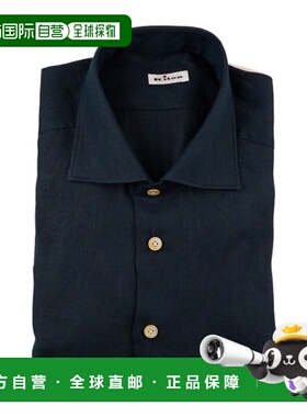 香港直邮KITON 男士衬衫 UCCH0969001 SS2026 黑色 纽扣衬衫