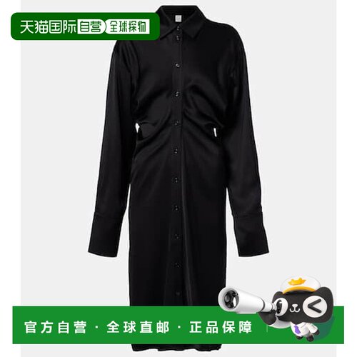 1h可退 香港直邮TOTÊME 女士 crêpe 宽松缎面衬衫式连衣裙