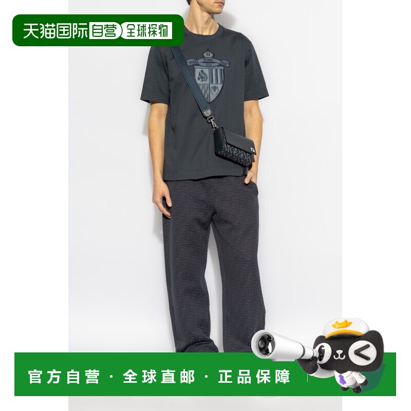 香港直邮FENDI 男士T恤 FY0936AU9DF0QB0 SS2025 蓝色 短袖T恤