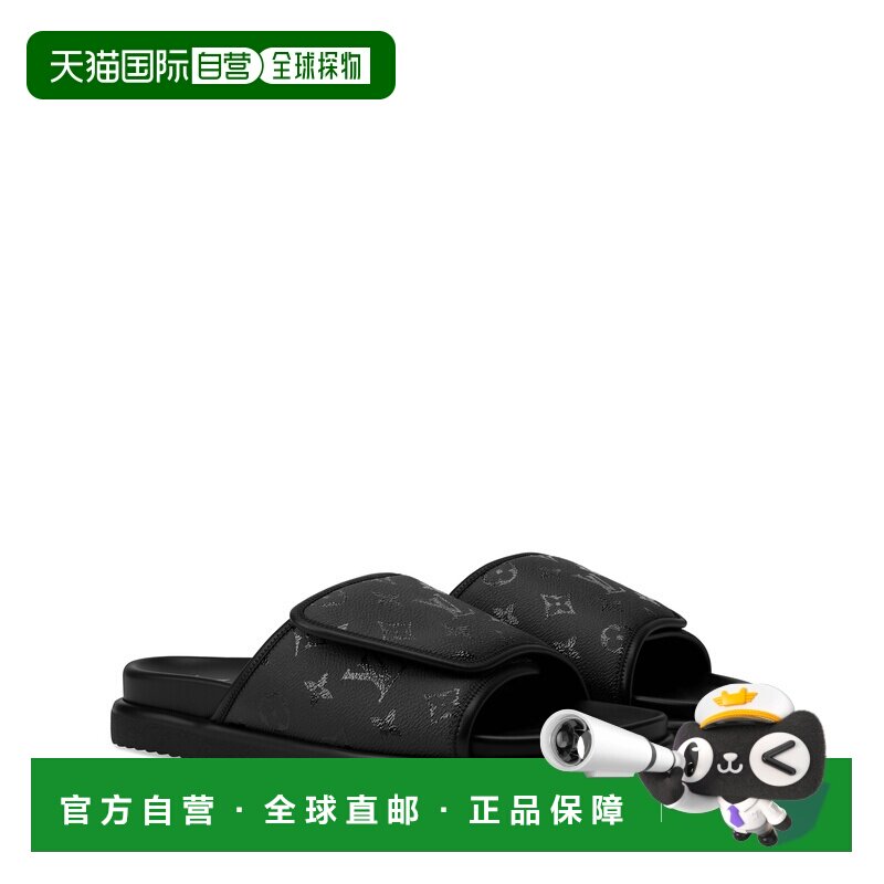 自营欧洲直邮LV路易威登 男士黑色皮革老花图案穆勒鞋凉鞋拖鞋