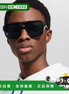 自营1h可退 欧洲直邮LV路易威登 Frog男士黑色醋酸纤维飞行员太阳