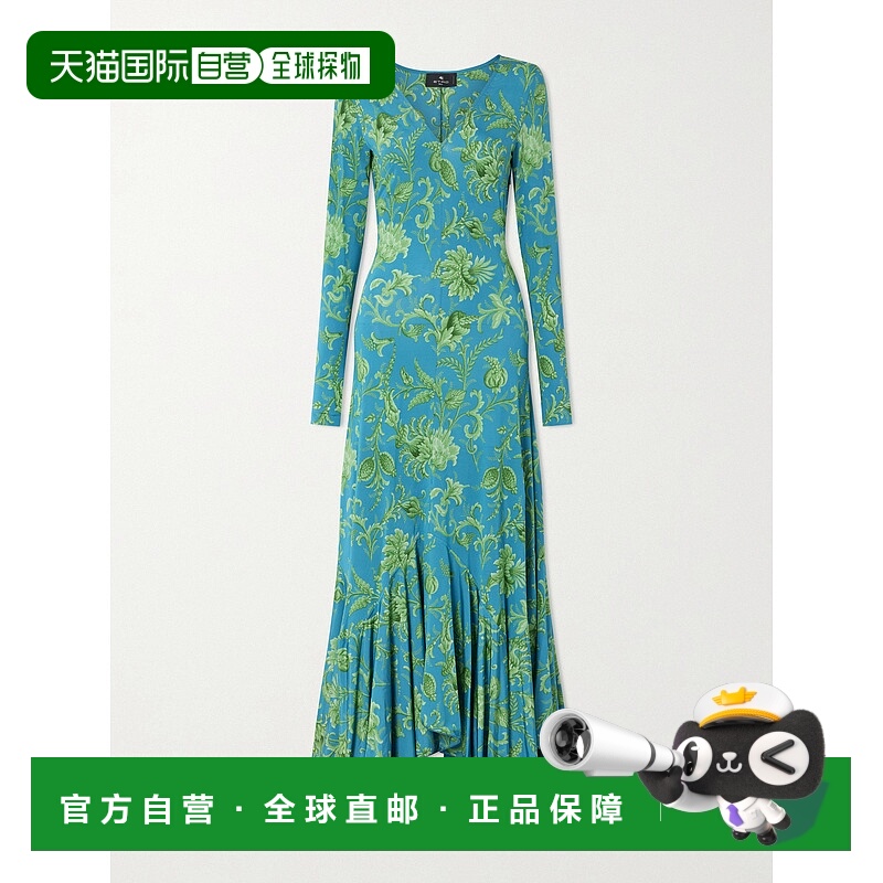 香港直邮Etro 艾特罗 女士 不对称印花长款连衣裙 WRHA051599IAD3