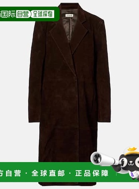 香港直邮Staud 女士 Sabine 绒面革大衣 BROWN 西装棕色时尚舒适