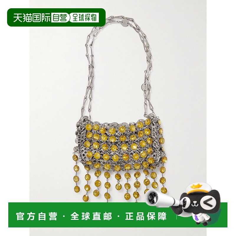 香港直邮Rabanne 女士 1969 Nano 水晶装饰链甲肩包 25HSS0127STR