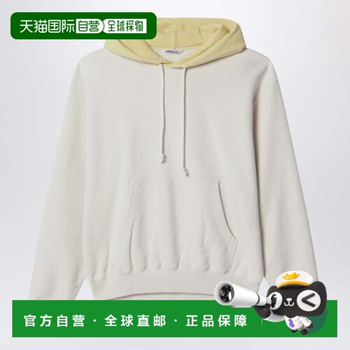 1h可退 香港直邮AURALEE 男士 White/light 黄色棉质卫衣 A26SP01