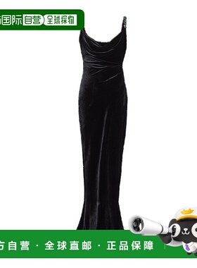 1h可退 香港直邮Balmain 长款丝绒连衣裙 GF1RN360PD38长裙