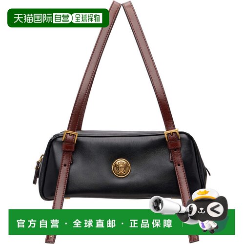1h可退 香港直邮versace 范思哲 女士 黑色 Embleme Nappa Bowlin