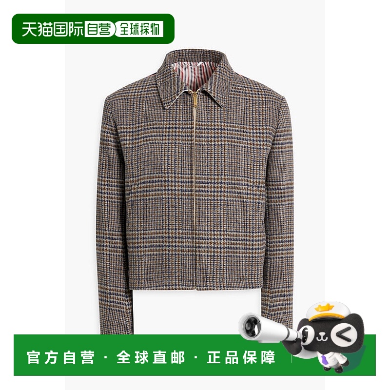 1h可退 香港直邮Thom Browne 汤姆 布朗 男士 斜纹拼接格纹羊毛花