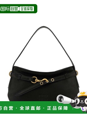 香港直邮Miu Miu 缪缪 女士 SHOULDER SACCA 黑色金色手提包 5BC1