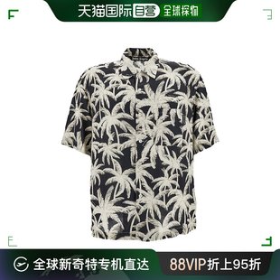 男士 香港直邮Palm 棕榈天使 黑白短袖 Angels 全幅棕榈树印花粘胶