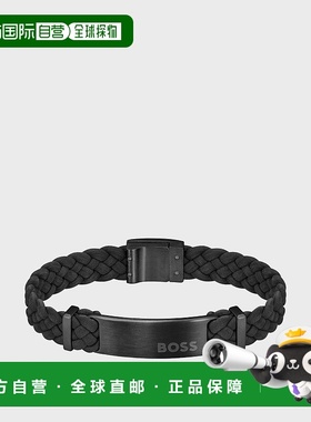 自营欧洲直邮HUGO BOSS雨果BOSS ORANGE带徽标牌的黑色绒面皮革编