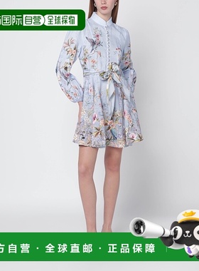 1h可退 香港直邮ZIMMERMANN 女士 Rebellion Aviary 蓝色迷你连衣