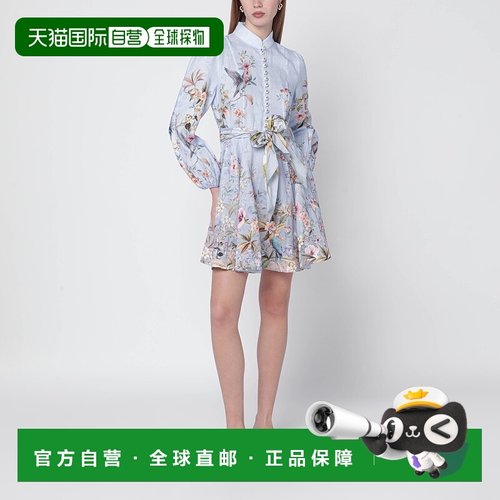 1h可退 香港直邮ZIMMERMANN 女士 Rebellion Aviary 蓝色迷你连衣