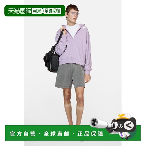 自营欧洲直邮Acne Studios 女士褪色紫色棉质徽标连帽卫衣帽衫