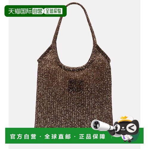 香港直邮Miu Miu 缪缪 女士 Ivy 亮珠片网纱购物袋编织包单肩包