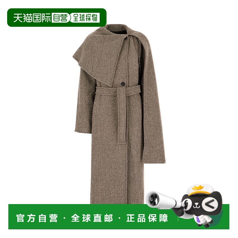 香港直邮Salvatore Ferragamo 菲拉格慕 女士 刺绣羊毛混纺大衣 7