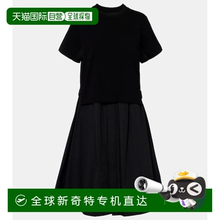 香港直邮Sacai 棉府绸针织长款 1h可退 女士 舒 连衣裙 black黑色