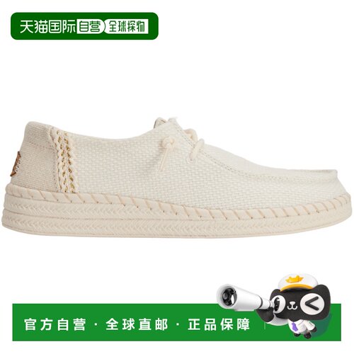 自营欧洲直邮Crocs卡骆驰 Wendy女士白色编织帆布麻底鞋